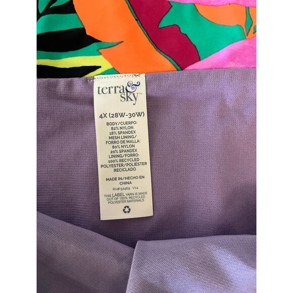 Terra & Sky Tropical Floral Print Vibrant Bikini Bottom High Waisted Plus 4X - Picture 6 of 6